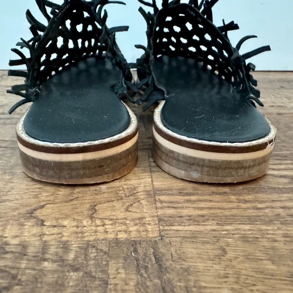 Free People Mirage Woven Mule Fringe Black‎ Women's Size 8 38 S